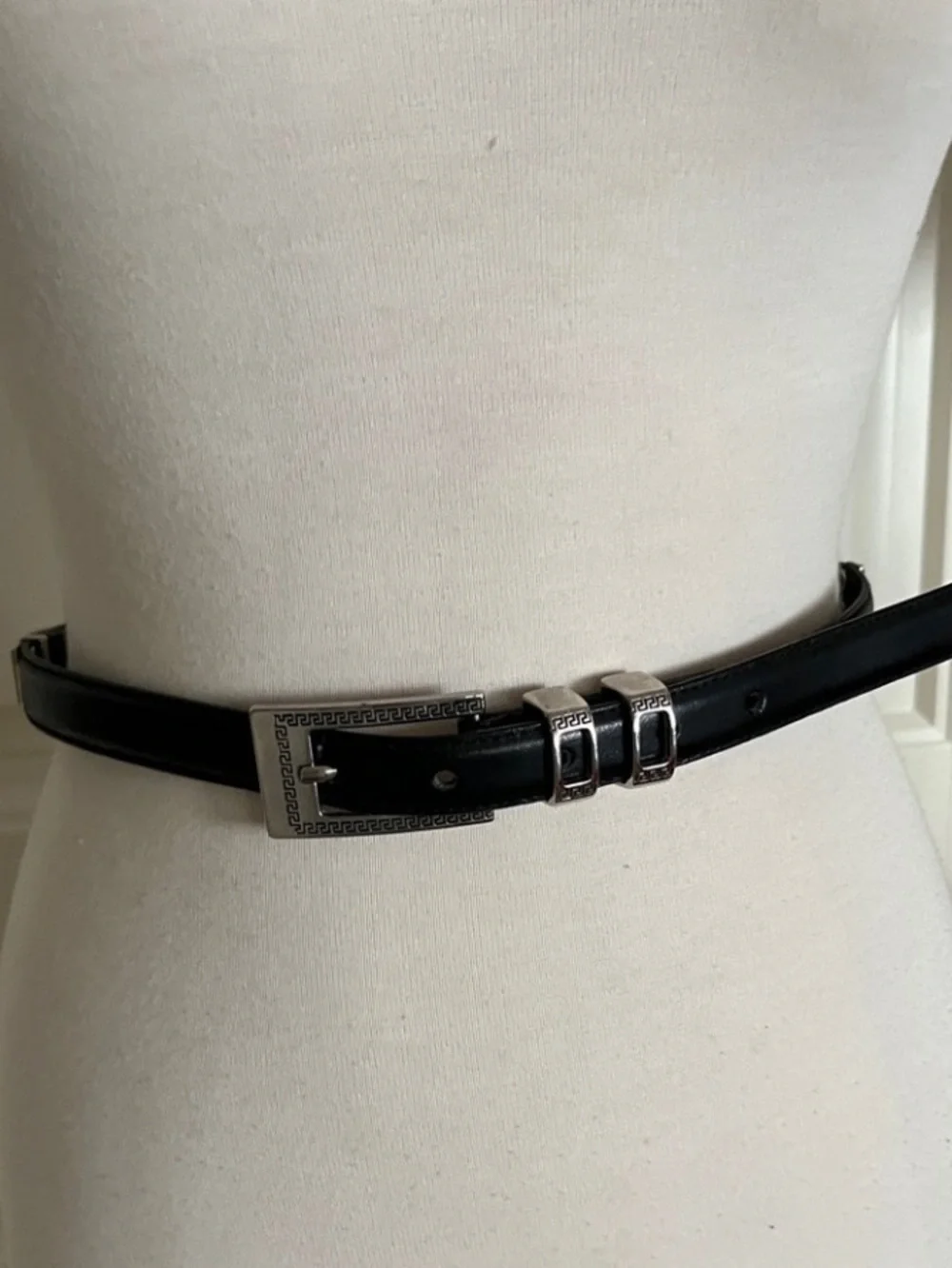 Black And Silver Leather Belt